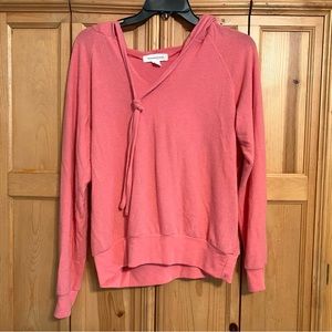Treasure & Bond Women's Cozy V-neck Hooded Sweatshirt Pink SZ XS